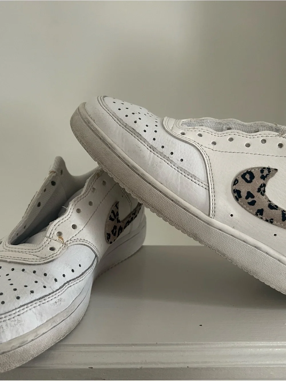 Nike White Sneakers Cheetah Print Size 7🔥